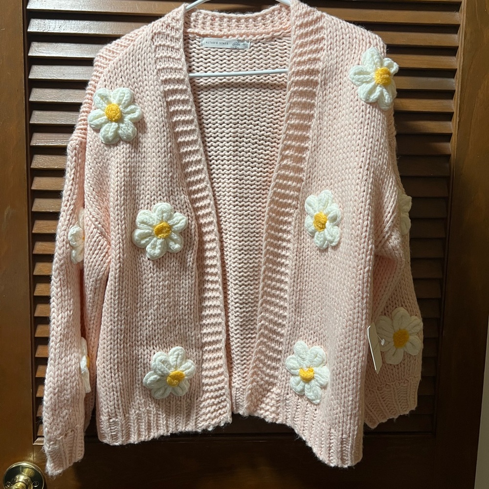 NWT - XS Altar'd State Pink Floral Cardigan - Picture 6 of 6